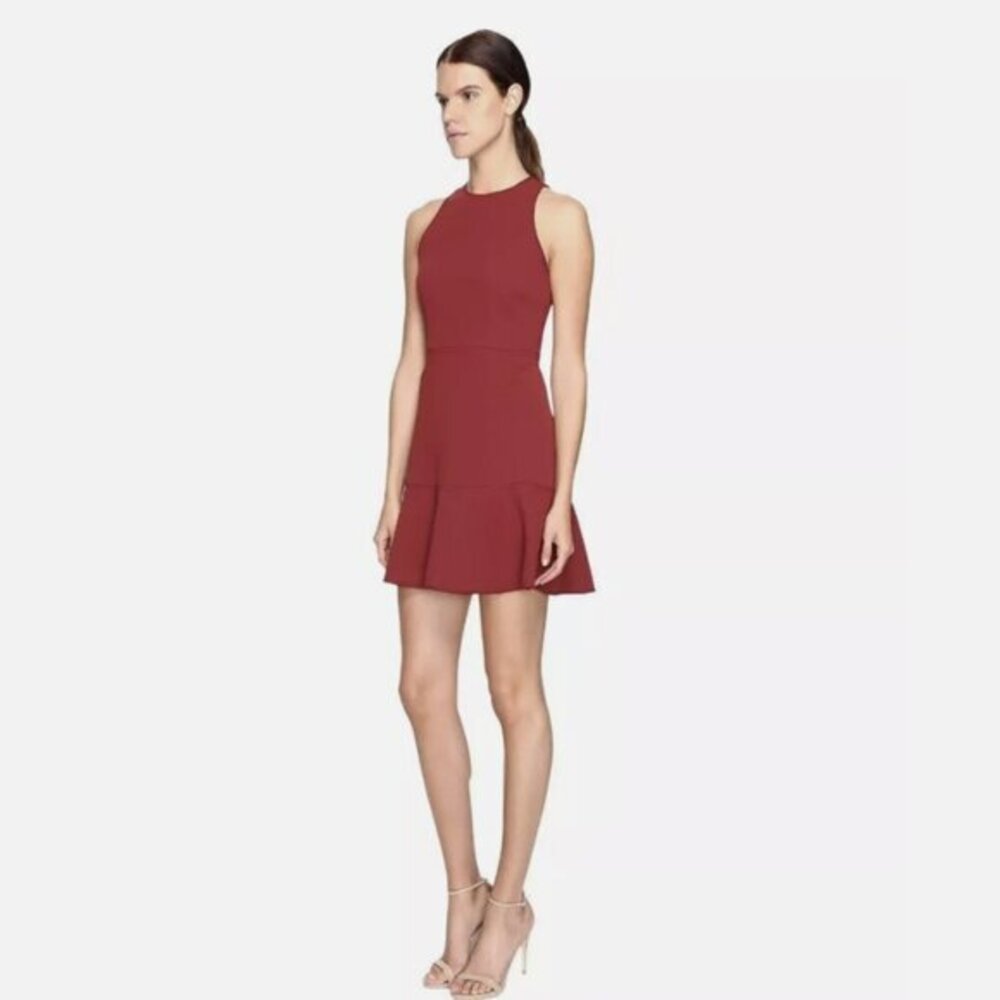 Theory Sleeveless Felicitina Bonded Mini Dress in Black Cherry Red Size 2